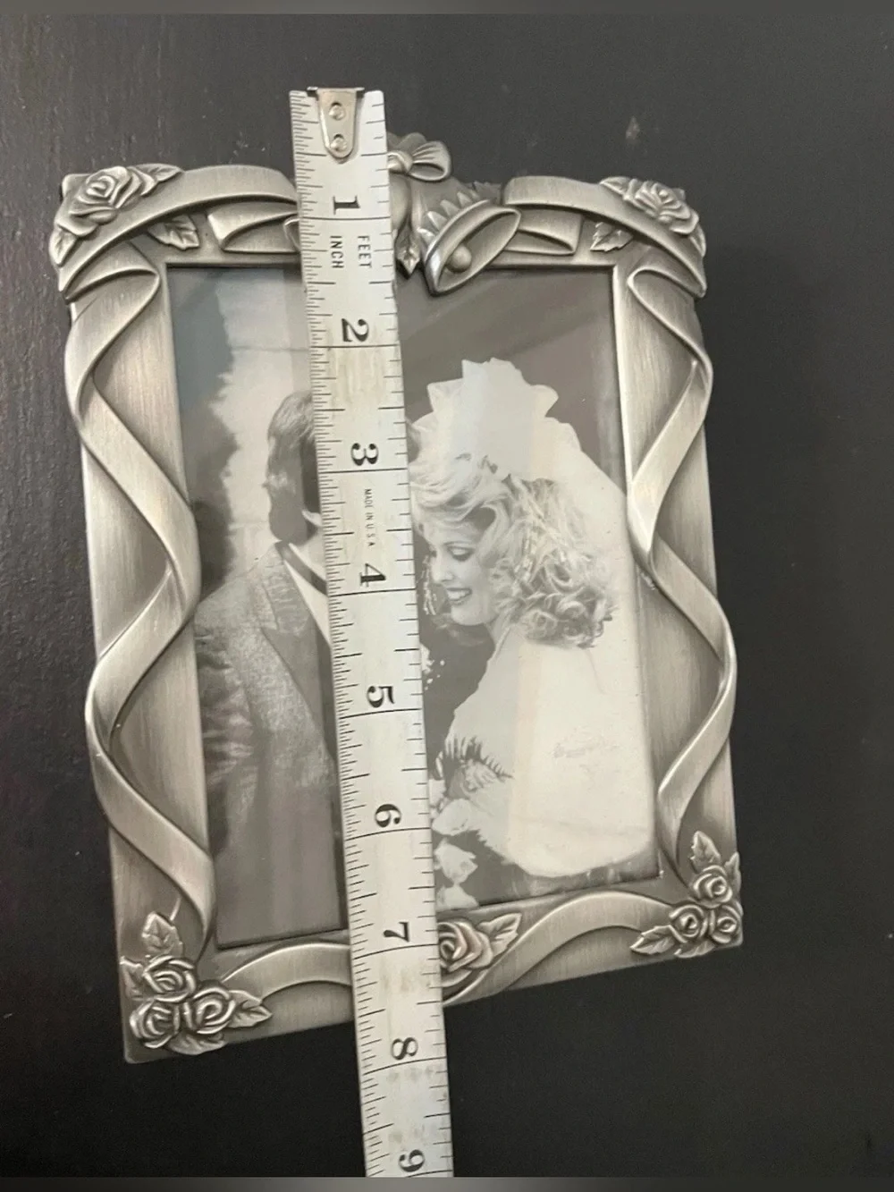 Wedding Photo Album Pewter Frame 80 Photos 4x6 Bells Roses Velvet Cover 90s Read